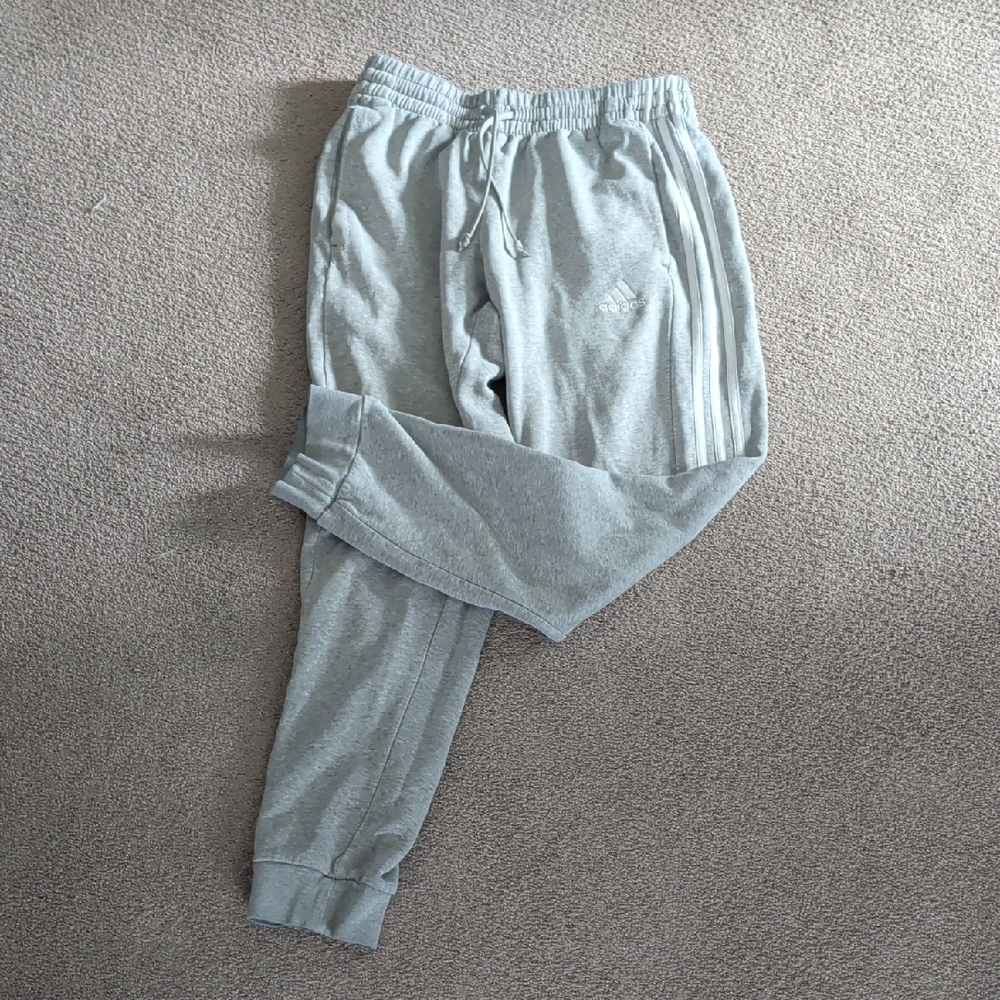 adidas Light Gray 3-Stripe Joggers